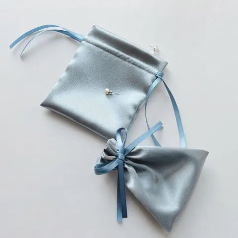 Satin Drawstring Gift Pouch Satiny Jewelry Storage Bag Wedding Favor Candy Packaging Portable Small Organizer
