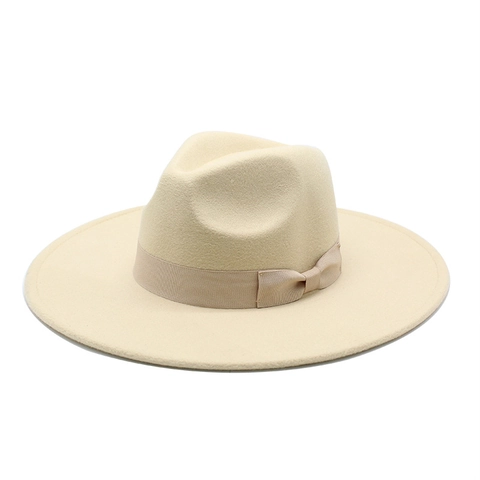 Vintage Wide Brim Wool Felt Fedora Hat For Men Women Fashion Jazz Hat With Bow Ribbon Winter Autumn Warm Fedora Hat