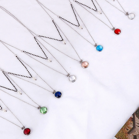 Fashion Double Layer Necklace And Stud Earrings Stainless Steel Glass Gemstone Artificial Pearl Elegant Jewelry For Women