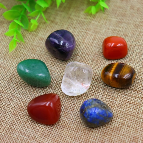 Natürliche Heilung Chakra Kristall Steine Yoga Meditation Polierte Trommelsteine Home Deko Energie Steine Mit Samtbeutel