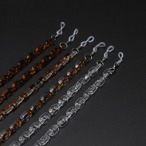 Chaîne Lunettes Acrylique Mode Imprimé Léopard Transparent Cordon Lunettes Fermoir Métal Boucles Silicone Antidérapantes