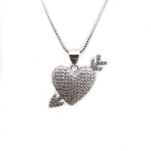 Heart Arrow Pendant Necklace Copper Micro Inlaid Zircon Romantic Long Chain Jewelry Gift For Women