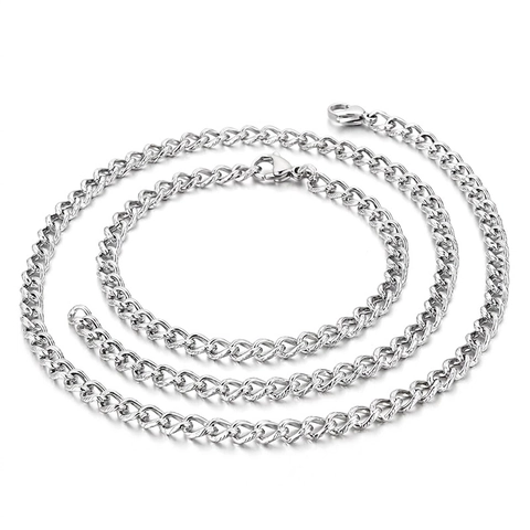 Collana E Bracciale A Catena Barbazzale In Acciaio Inossidabile Per Uomo Donna Gioielli Punk Hip Hop Chiusura A Moschettone