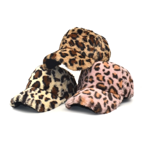 Cappellino Da Baseball In Peluche Con Stampa Leopardata Inverno Caldo Morbido Tesa Curva Cappello Alla Moda Per Adulti