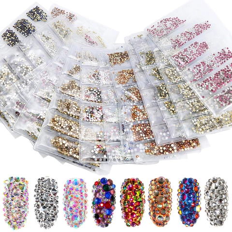 Nail Art Rhinestones Glass Crystals Flatback Multiple Colors For DIY Decoration Manicure Crafts