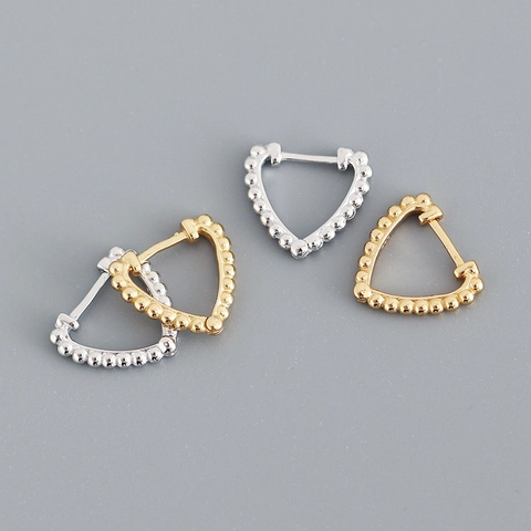 Heart Shaped Hoop Earrings 925 Sterling Silver Beaded Edge Minimalist Geometric Sweet Jewelry For Women