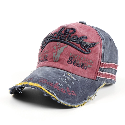 Berretto Da Baseball In Cotone Lavato Vintage Distressed Ricamo Lettere Patchwork Cappello Da Sole Regolabile Uomo Donna
