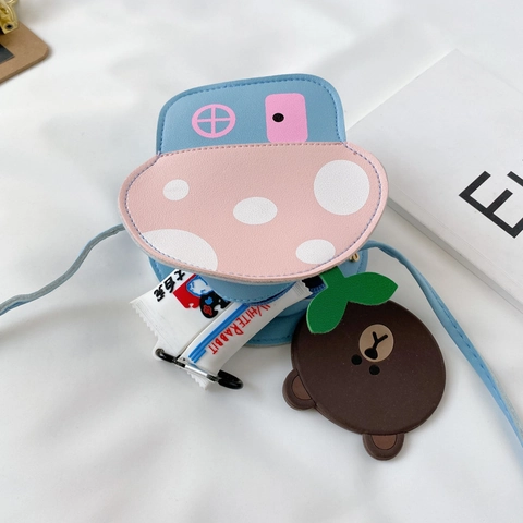 Kids Mushroom House Crossbody Bag PU Leather Cartoon Cute Mini Shoulder Purse For Toddler Girls
