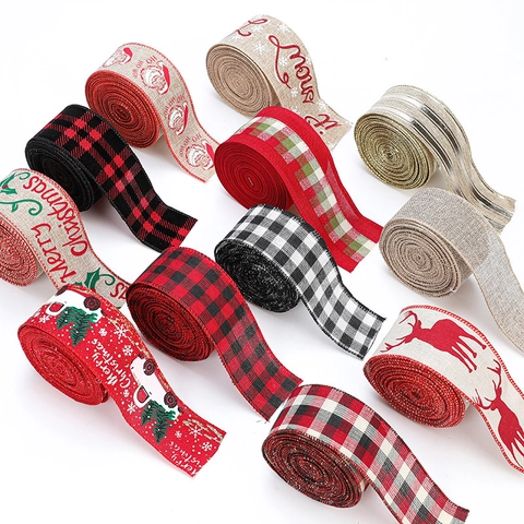 Nastro Di Natale Finta Iuta Motivo A Quadri Splendore Metallico Confezione Regalo Fai Da Te Rustico