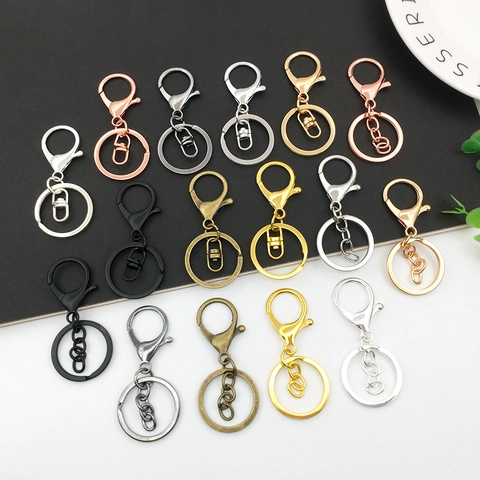 Metal Keychain Lobster Clasp Swivel Snap Hook Flat Ring DIY Jewelry Making Bag Charm Findings Accessories