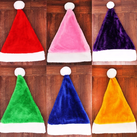 Bonnet De Noel En Peluche Courte Chapeau De Pere Noel Pour Adultes Decoration De Fete Festive Colore Doux