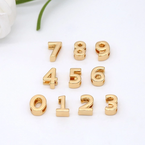 Ciondoli Numeri In Ottone Placcato Oro 14K Per Creazione Gioielli Pendenti Digitali Per Bracciali Collane Accessori Minimalisti