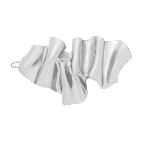 Molletta Per Capelli Pieghettata Irregolare In Lega Consistenza Metallo Liquido Clip Laterale Da Donna Stile Minimalista