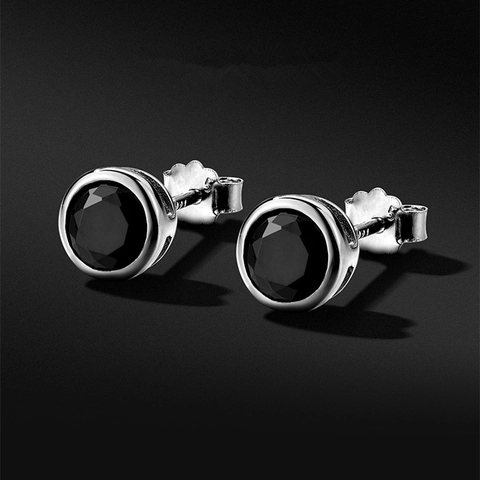 Hip Hop Titanium Steel Round Rhinestone Stud Earrings For Men Women Classic Geometric Inlaid Fashion Jewelry Accessories