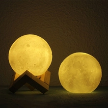 3D Moon Night Light With Wooden Stand Eye Protection Soft Light Table Lamp For Kids Bedroom Decor Atmosphere Desk Light