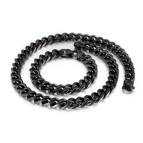 Juego de Collar Y Pulsera de Cadena Cubana de Acero Inoxidable para Hombre Joyería de Punk Rock Hip Hop Galvanizada para Diario