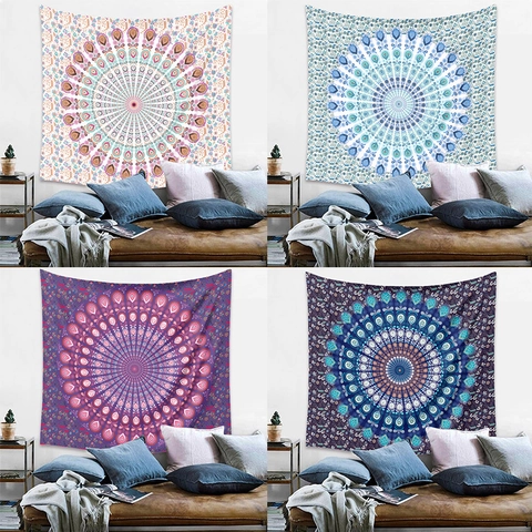 Arazzo Da Parete Mandala Bohemienne In Tessuto Di Poliestere Appeso Decorativo Per Camera Da Letto Soggiorno Casa Arte