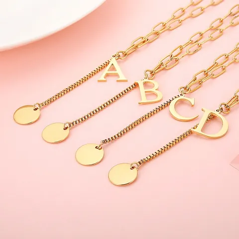 Collar De Letras De Acero Inoxidable Lariat En Forma De Y Cadena De Clip Y Caja Colgante Joyería Minimalista Para Mujer