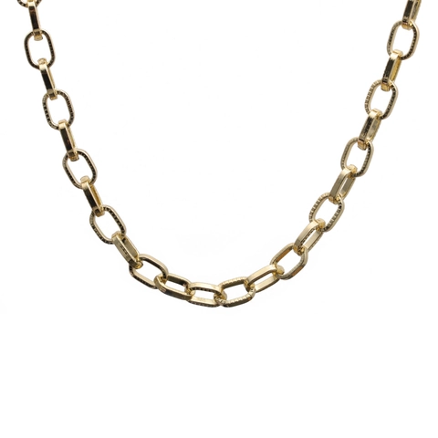 Hip Hop Cuban Link Halskette Für Herren Vergoldetes Kupfer Strukturierte Rechteckkette Trendy Streetwear Accessoire Schmuck