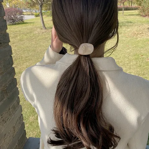 Eleganti Elastici Per Capelli In Resina Con Motivo Marmoreo Cornice In Lega Dorata Fasce Elastiche Minime Per Donne