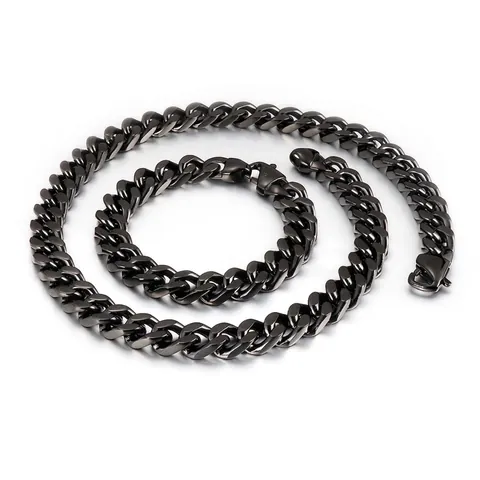 Collar Y Pulsera De Cadena De Eslabones Cubanos Para Hombre Acero Inoxidable Hip Hop Punk Joyería