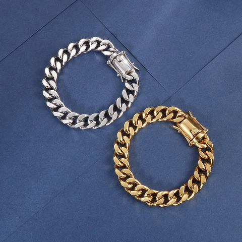 Cuban Link Chain Necklace Stainless Steel Hip Hop Style Thick Flat Curb Chain For Men Women Punk Fashion Accessories