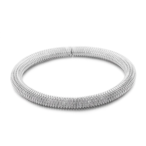 Bracciale Rigido Minimalista In Acciaio Inossidabile A Molla Spirale Per Donna Gioielli Di Moda Avvolti E Texturizzati