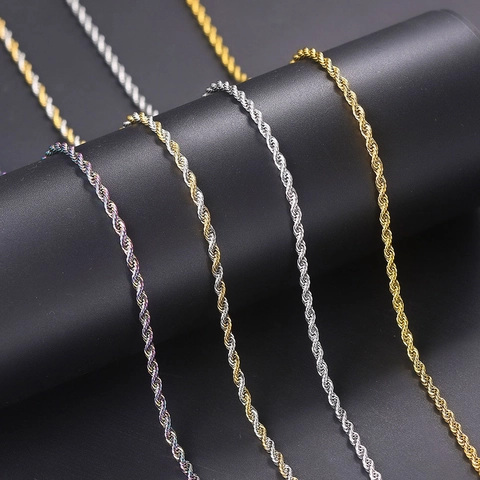 Stainless Steel Rope Chain Necklace Hip Hop Minimalist Fashion Jewelry For Men And Women Durable Vacuum Plated Link