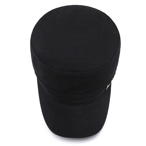 Herren Baumwolle Flatcap Cadet Military Cap Verstellbar Atmungsaktiv Sonnenhut Outdoor Lässig Militärstil Stern Metallschnalle