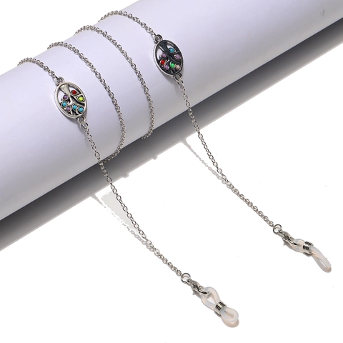Eyeglasses Chain Metal Mask Holder Necklace Tree Of Life Colorful Beads Handmade Eyewear Strap For Women Vintage Style