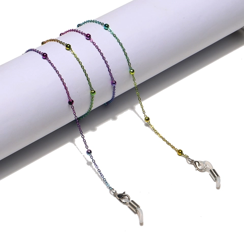 Rainbow Metal Eyeglasses Chain Anti Lost Sunglasses Strap Lanyard With Silicone Loops Fashion Neck Cord Holder
