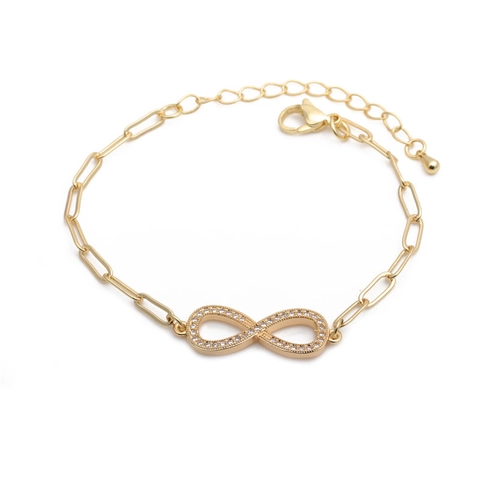 Unendlichkeitssymbol Armband Kupfer Zirkon Mikropavé Hip Hop Mode Verstellbare Büroklammerkette Schmuck Für Damen