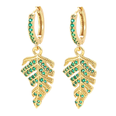 Mode Kupfer Creolen Mit Zirkonia Ahornblatt Anhänger Gold Silber Vergoldet Übertriebene Blatt Tropfen Ohrringe Für Damen Party Schmuck