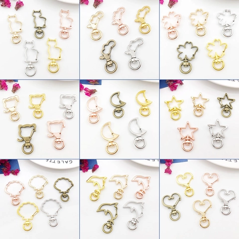 Alloy Keychain Hooks Heart Star Moon Cat Shape Lobster Clasps For DIY Jewelry Making Swivel Connectors