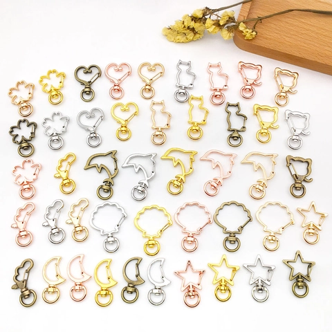 Alloy Keychain Hooks Heart Star Moon Cat Shape Lobster Clasps For DIY Jewelry Making Swivel Connectors