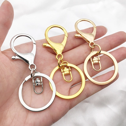 Metal Keychain Lobster Clasp Swivel Snap Hook Flat Ring DIY Jewelry Making Bag Charm Findings Accessories