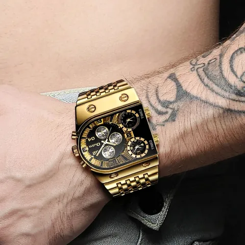 Orologio Da Uomo Al Quarzo Fusi Orari Multipli Quadrante Grande Luminoso Cinturino In Acciaio Legato Industriale Casual