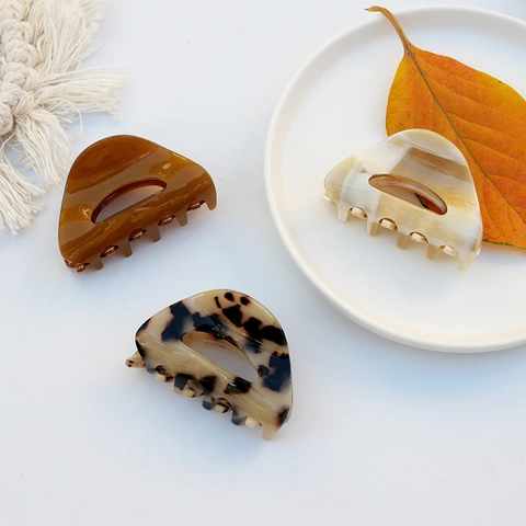 Acetate Hair Claw Clip Hollow Half Round Geometric Marble Tortoiseshell Ponytail Holder Elegant Korean Style Women