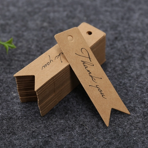 Thank You Kraft Paper Gift Tags Dovetail Shape Cardstock Labels For Wedding Baking Party Packaging Handmade Crafts