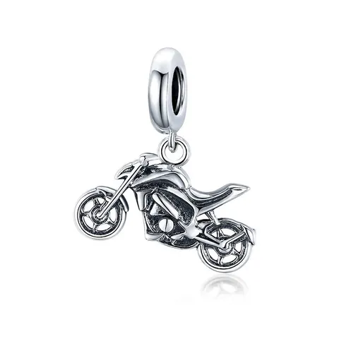 Motorcycle Pendant 925 Sterling Silver Retro Oxidized Charm For DIY Jewelry Making Sporty Biker Style Cool Unisex Accessories