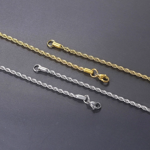 Stainless Steel Rope Chain Necklace Hip Hop Minimalist Fashion Jewelry For Men And Women Durable Vacuum Plated Link