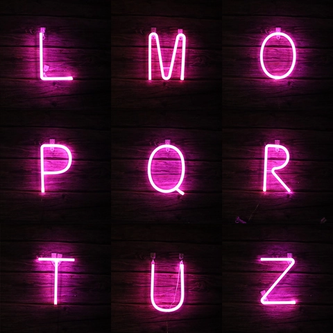Lettere Numeri Luci Neon LED Rosa Alimentato USB Batteria Insegne Decorative Parete Per Festa Matrimonio Casa