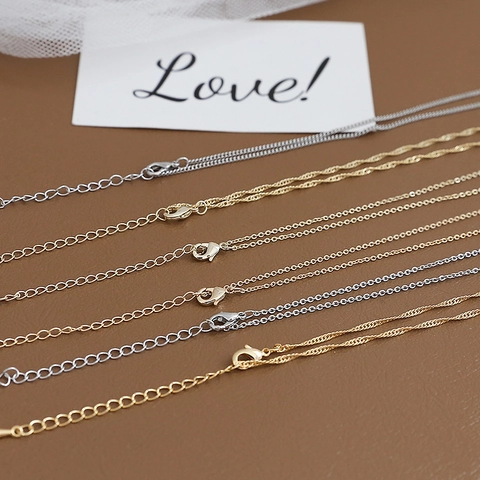 Minimalist DIY Necklace Chains 14K 18K Gold Plated Copper Adjustable Lobster Clasp Extension Chain Jewelry Making Parts
