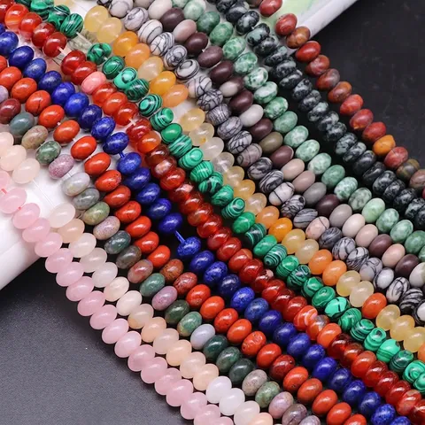 Perles En Pierre Naturelle Rondelle Forme Boulier Pierres Gemmes Perles En Vrac Pour Fabrication De Bijoux DIY