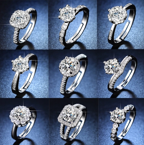 Verstellbare Ringe Für Frauen Weißkupfer Zirkonia Eingelegt Brillant Rund Herz Quadrat Form Klassischer Eleganter Schmuck
