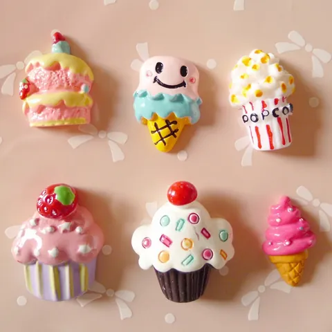 Resin Dessert Charms DIY Phone Case Accessories Simulation Food Miniatures Ice Cream Cake Popcorn Shapes Flatback Scrapbooking
