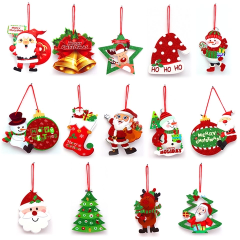 Addobbo Natalizio Pendente Pannello Schiuma Glitter Babbo Natale Renna Decorazione Albero Soffitto Muro Festa