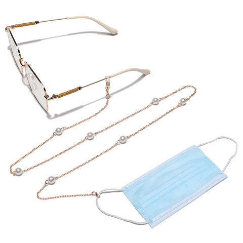 Brillenkette Künstliche Perle Legierung Gold Rutschfeste Silikonschlaufe Sonnenbrillenhalter Lanyard Elegantes Schmuckzubehör Für Damen