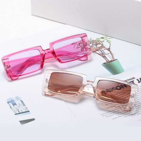 Rechteckige Sonnenbrille PC Rahmen AC Linse UV400 Schutz Retro Vintage Mode Quadratische Gelee Farben Für Frauen Männer