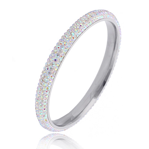 Elegante Bracciale Rigido Con Pavé Di Strass Acciaio Inossidabile 304 Gioielli In Cristallo Lucido Per Donna Moda